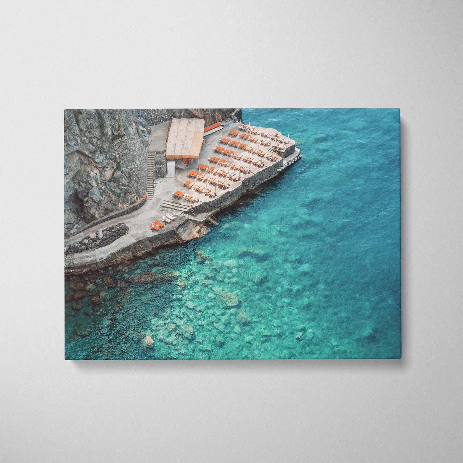 Positano coastal village landscape in white frame - Italian Rivera travel art print