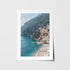 Positano Italy coastal village in white frame - Mediterranean landscape wall art for