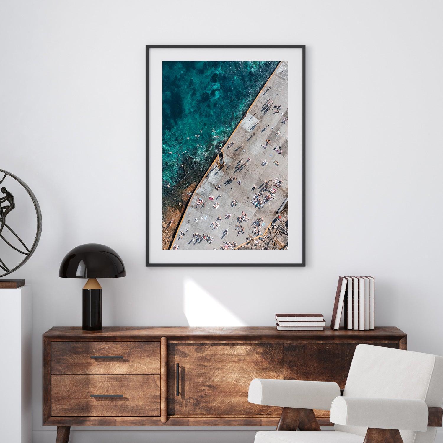 Sand Free Bathers Art Print-Print-Through Our Lens-Black Frame-Small-Portrait-Through Our Lens