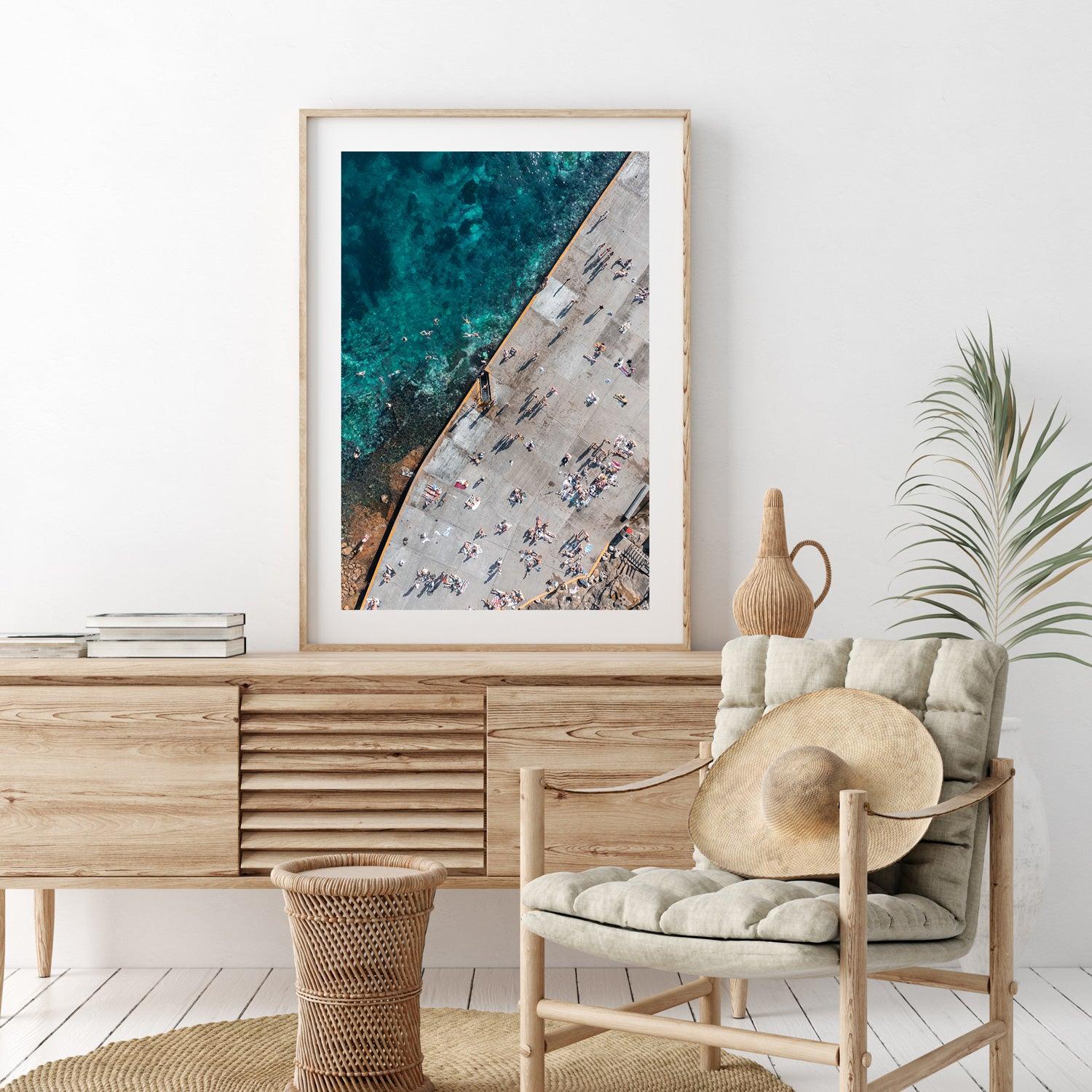 Sand Free Bathers Art Print-Print-Through Our Lens-Oak Frame-Small-Portrait-Through Our Lens