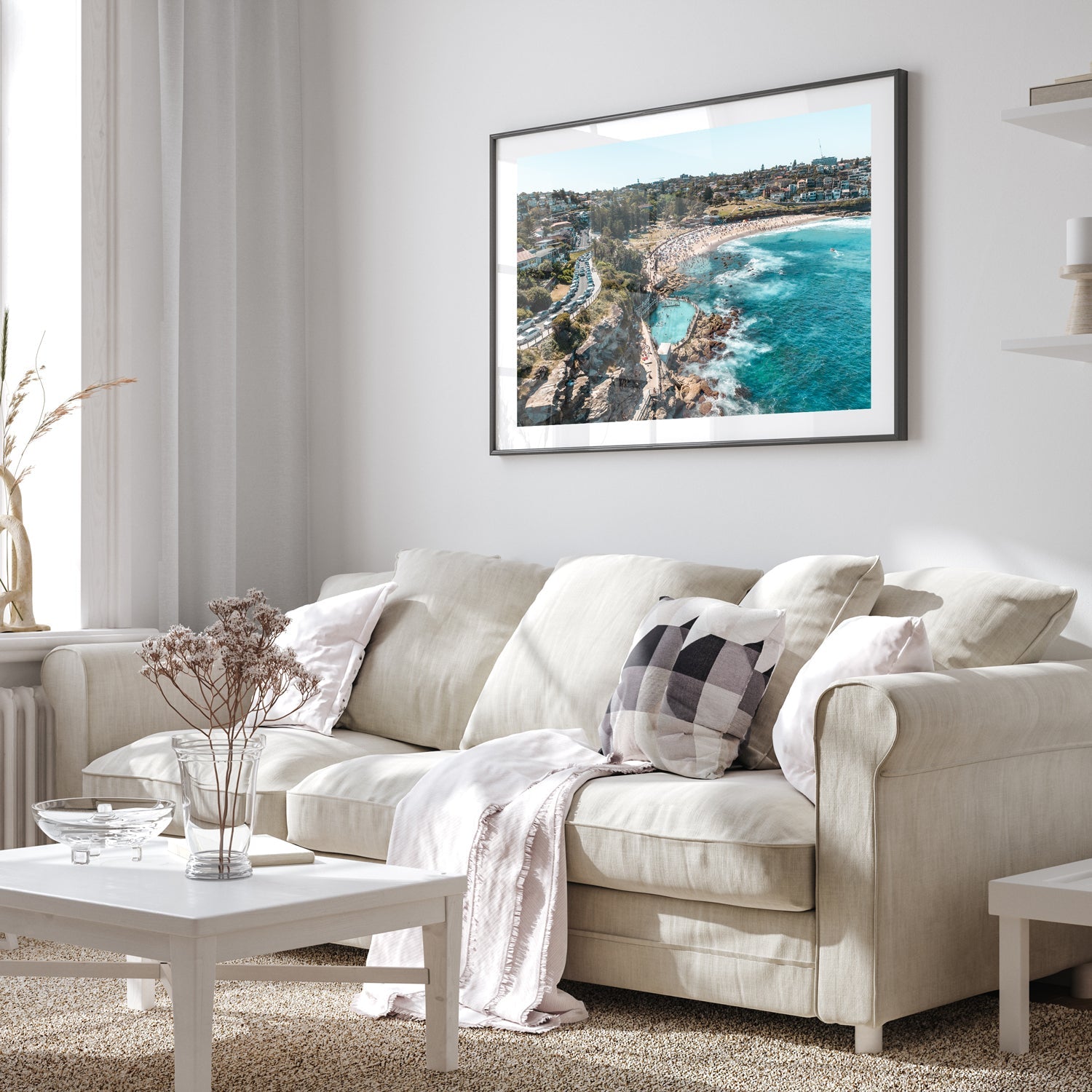 Bronte Saturday Sun coastal landscape in black frame - beach sunrise wall art