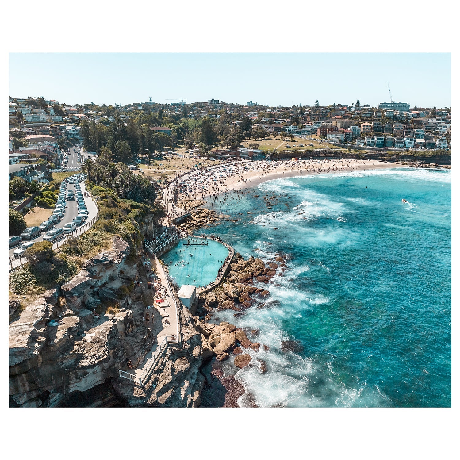 Bronte Beach sun-drenched coastal view - unframed Saturday sun photography wall art