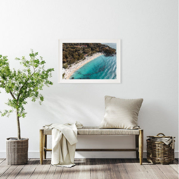 Nielsen Park Beach White Framed Artwork Print