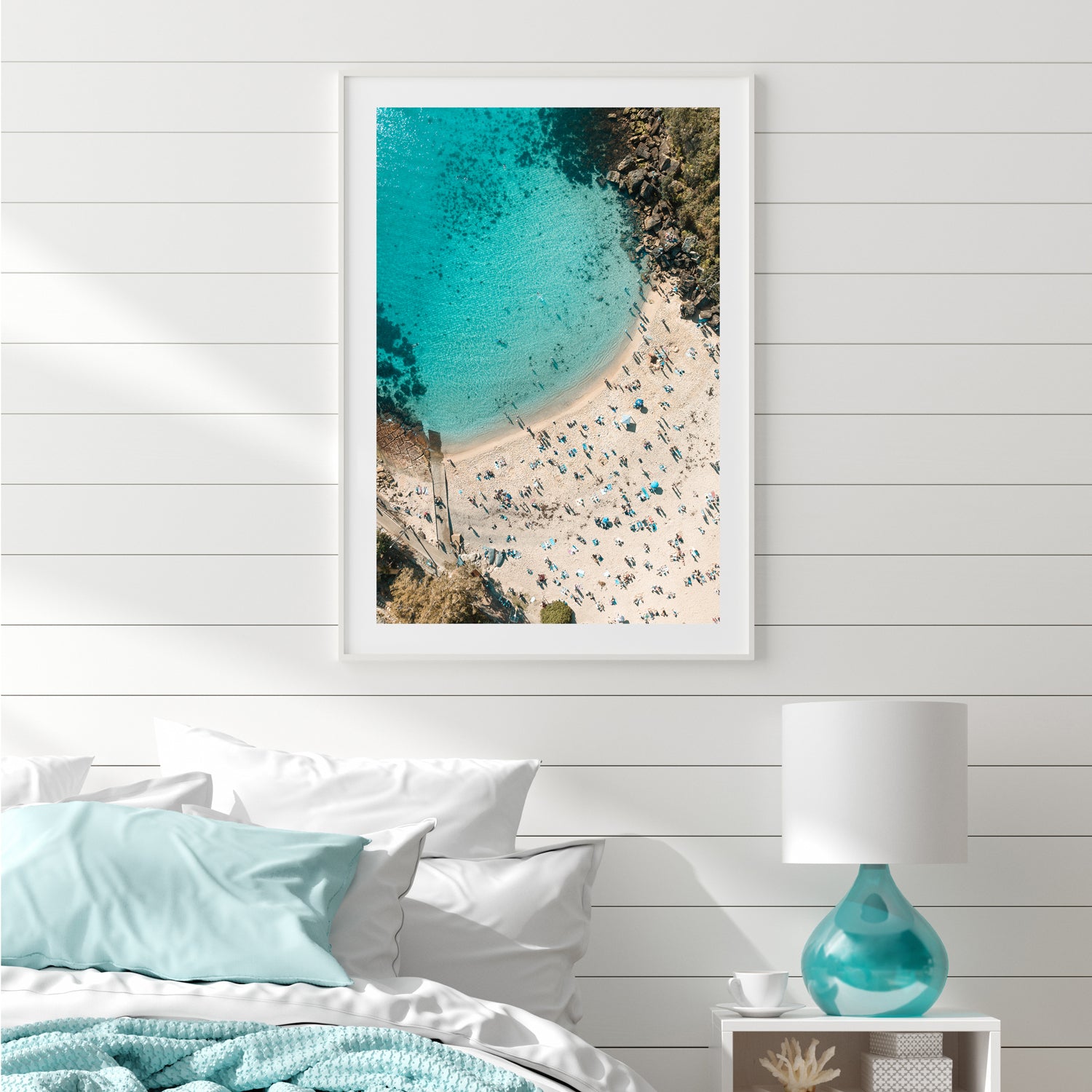 Shelly Haven seascape in white frame - coastal photography wall art for modern homes