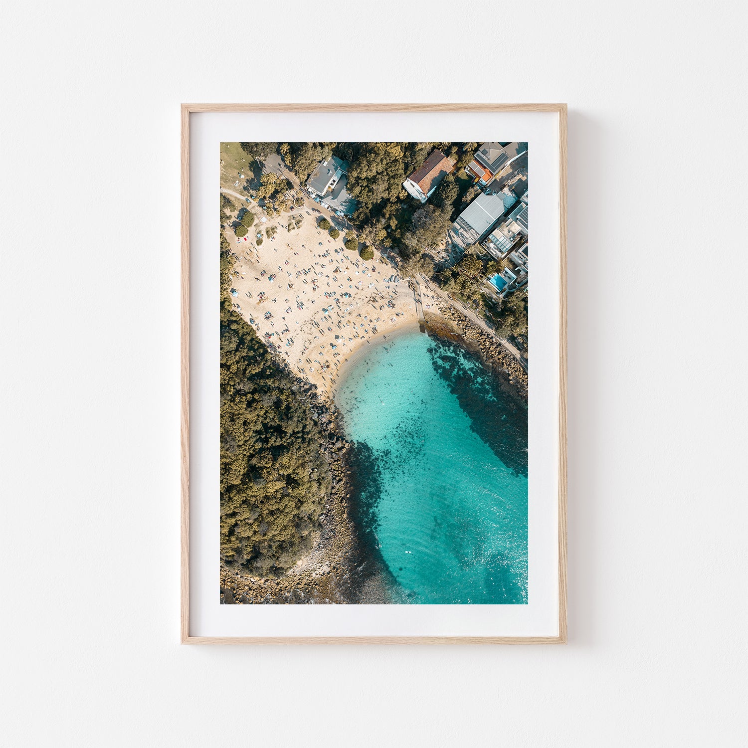 Shelly seashell coastal print in oak frame - beach photography wall art for coastal homes