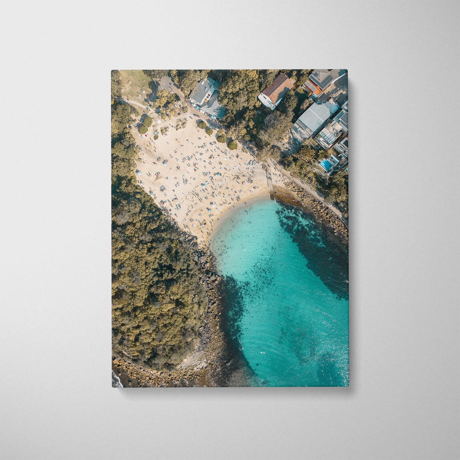 Shelly coastal seascape in white frame - natural beach wall art for coastal homes