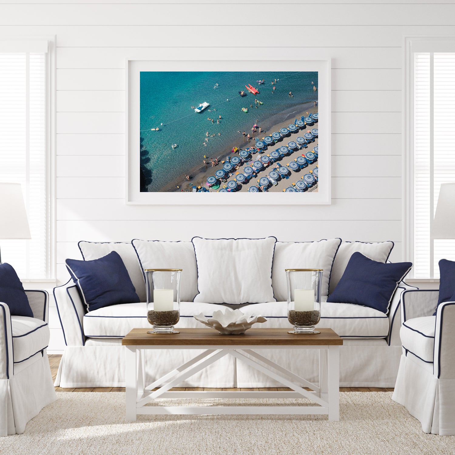 Sorrento Paradiso coastal view in white frame - Italian seascape wall art