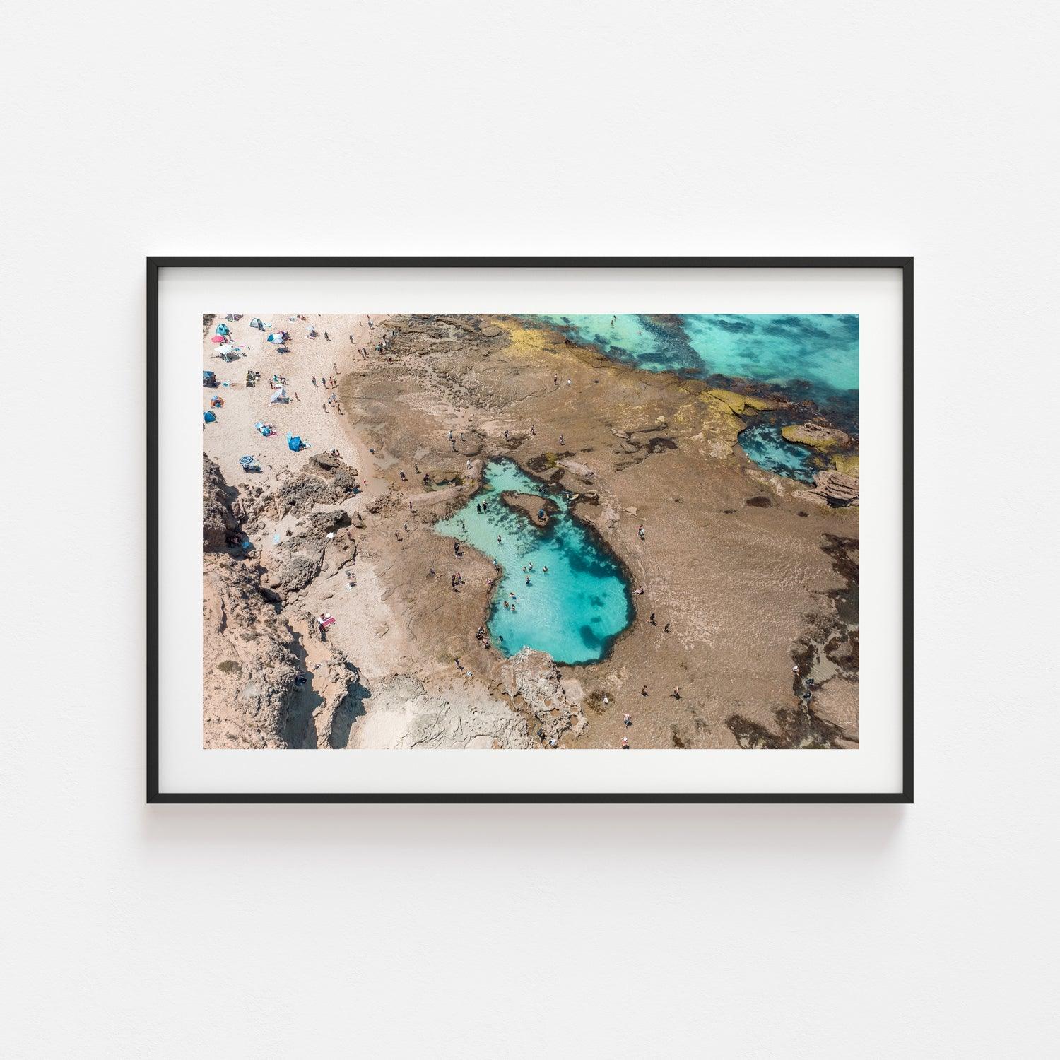 Sorrento Rock Pools Art Print-Print-Through Our Lens-Black Frame-Small-Through Our Lens