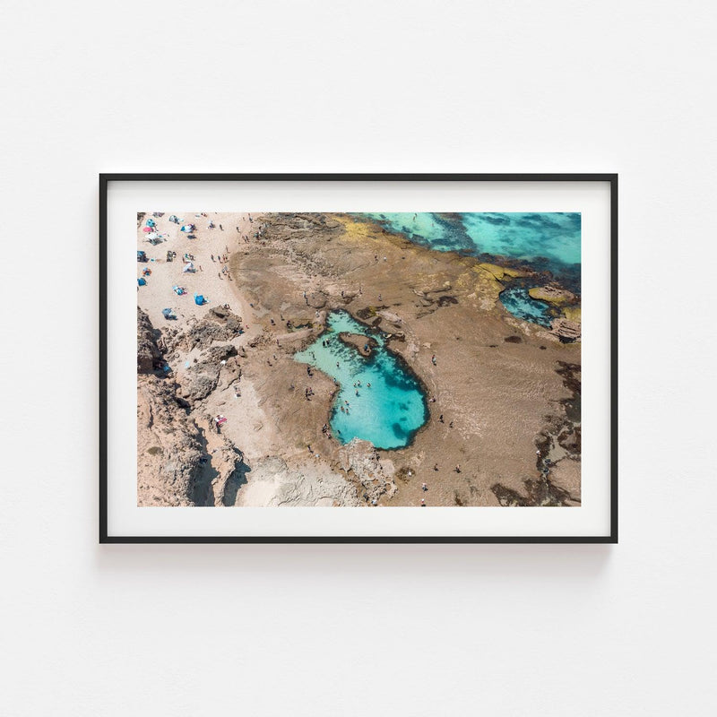 Sorrento Rock Pools Art Print-Print-Through Our Lens-Black Frame-Small-Through Our Lens