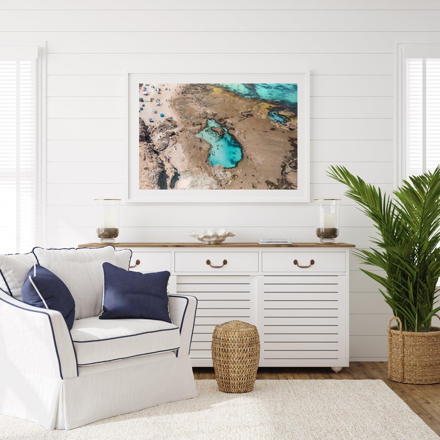 Sorrento Rock Pools Art Print-Print-Through Our Lens-White Frame-Small-Through Our Lens