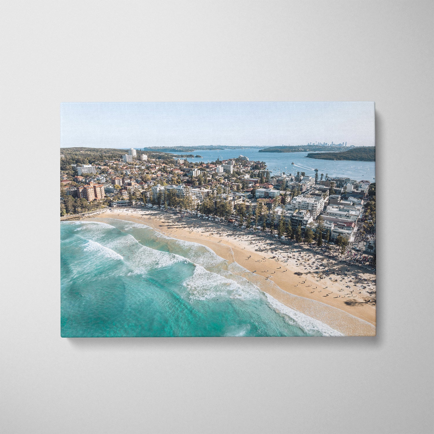 Manly Beach spring seascape in white frame - coastal photography wall art for modern homes
