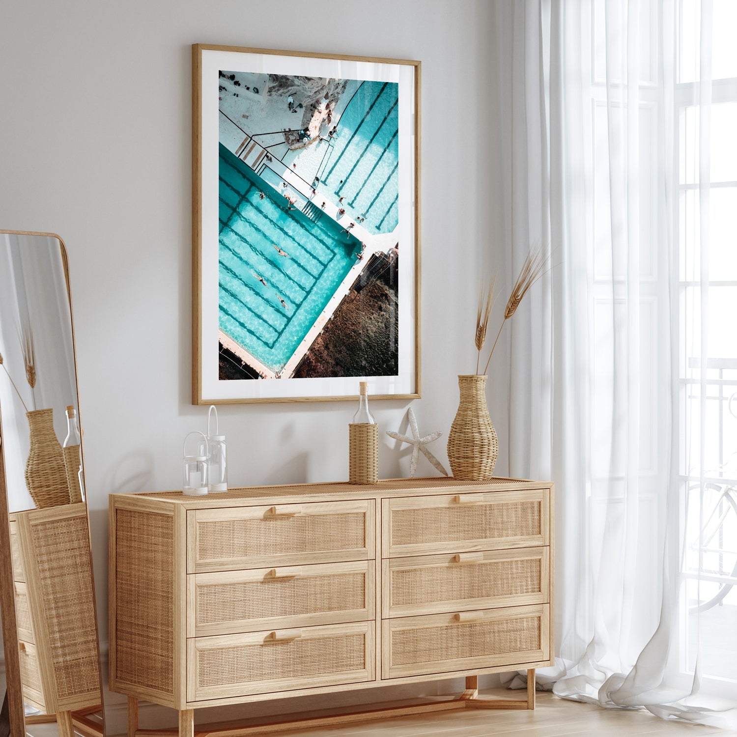 Sunny Spot Bondi beachscape print in oak frame - coastal photography wall art