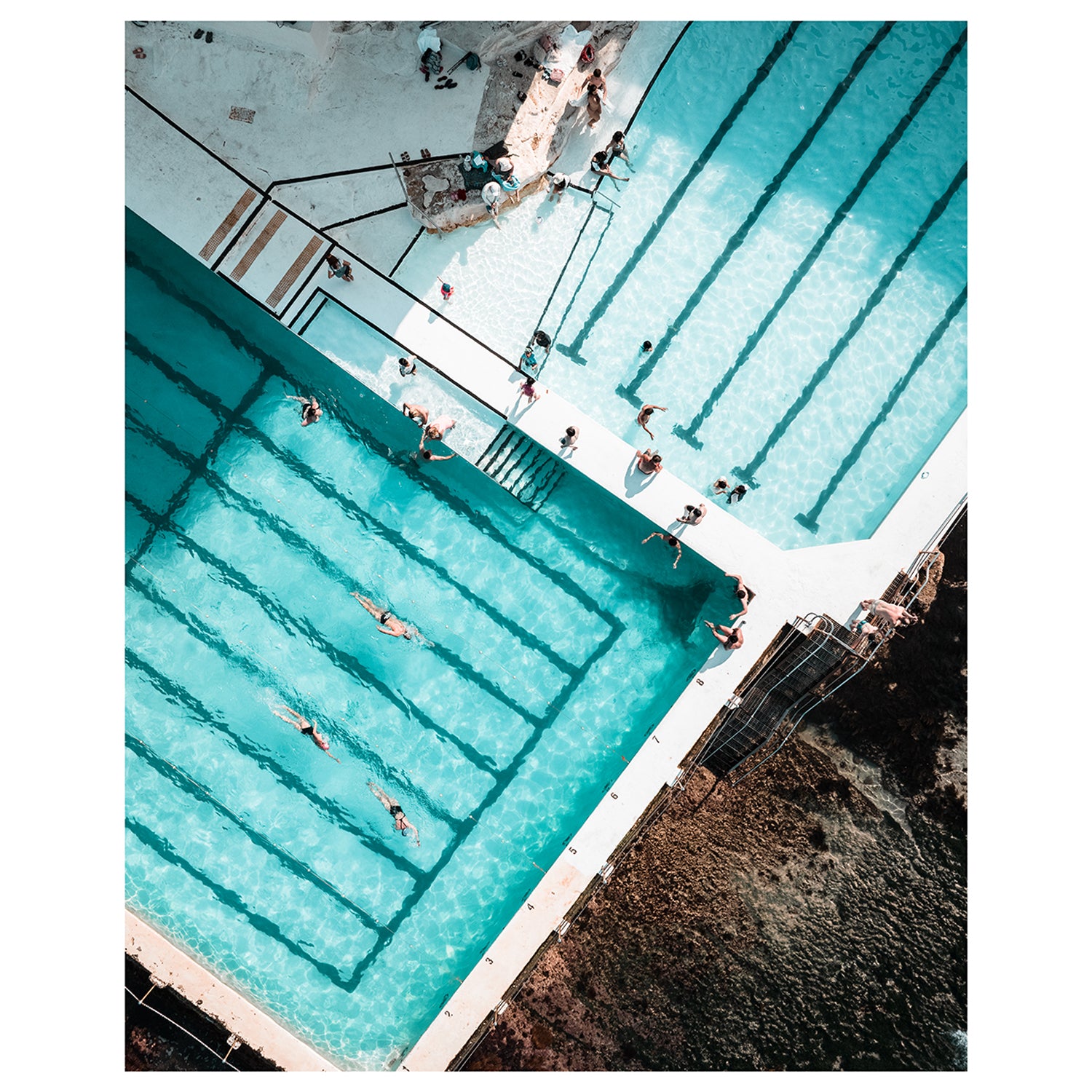 Bondi Beach sunny seascape aerial view - unframed coastal photography wall art