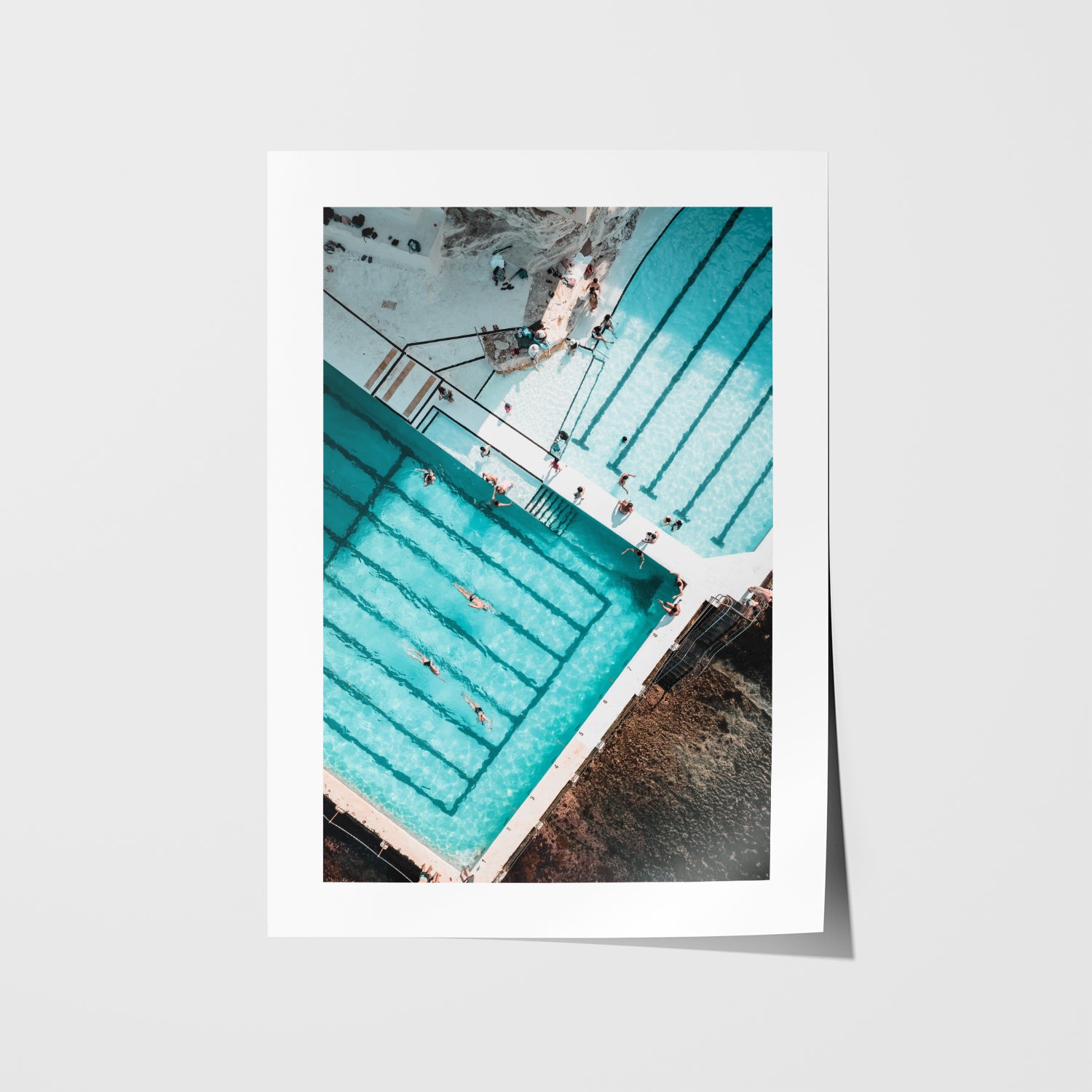 Bondi Beach sunny coastal view in white frame - Sydney beach photography wall art