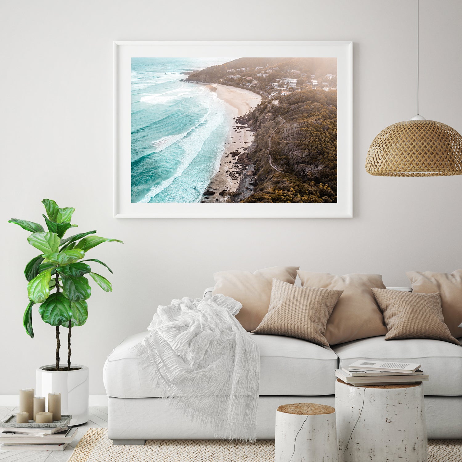 Sunrise at Wategos Art Print-Print-Through Our Lens-White Frame-Small-Through Our Lens