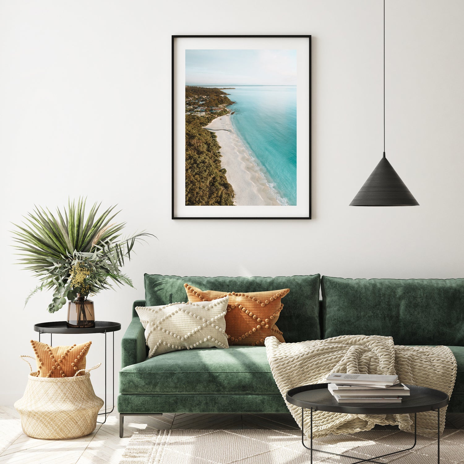 Hyams Beach sunrise seascape in black frame - coastal landscape wall art