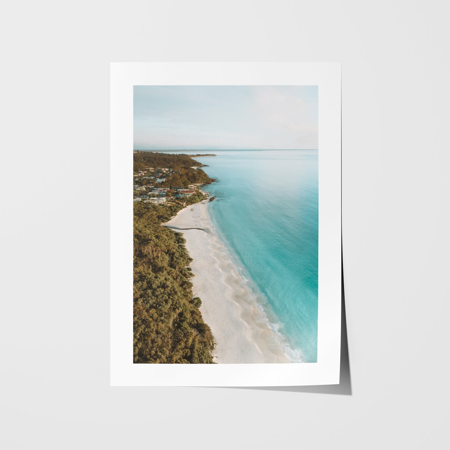 Hyams Beach sunrise seascape in white frame - Australian coastal photography wall art