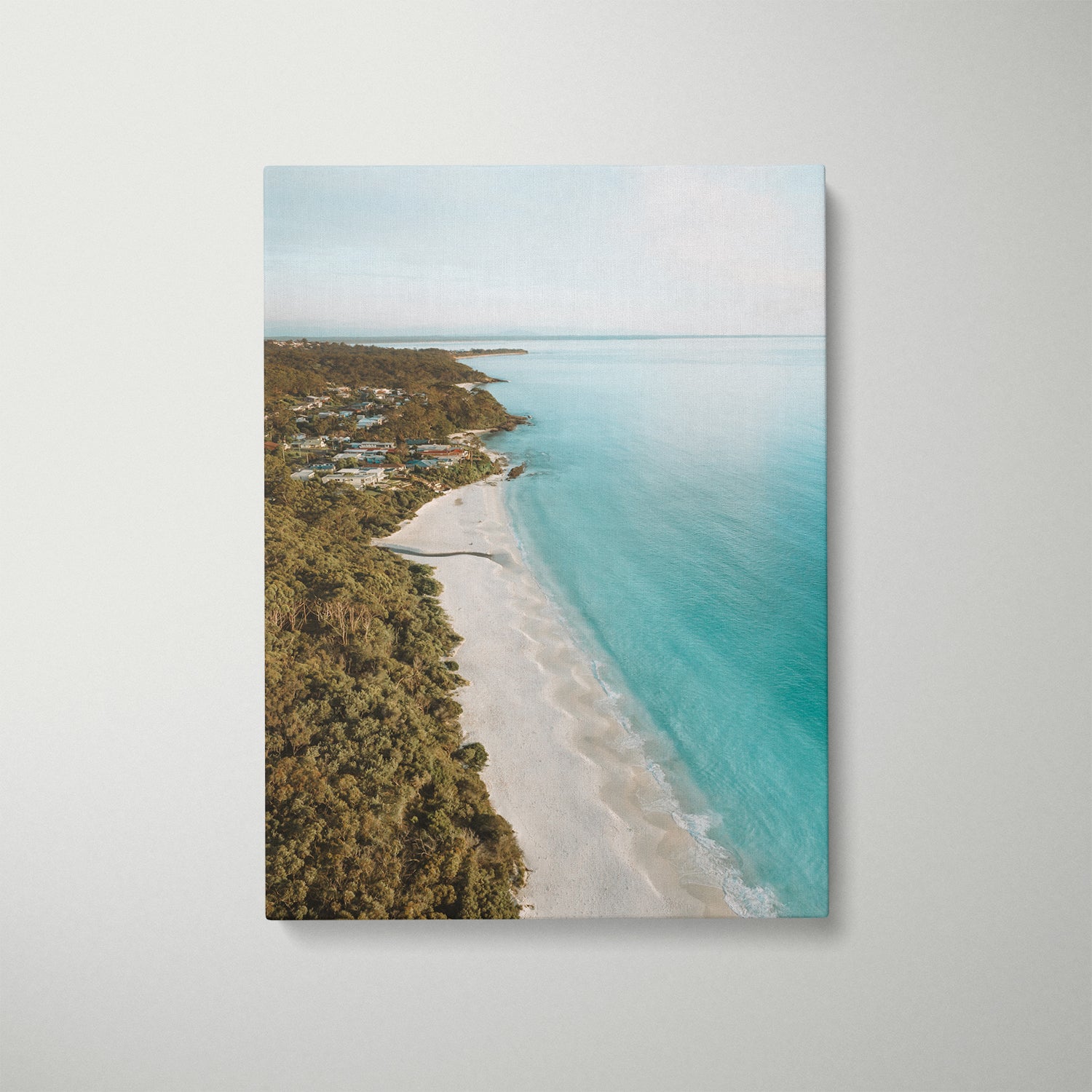 Hyams Beach sunrise seascape in white frame - coastal beach photography wall art