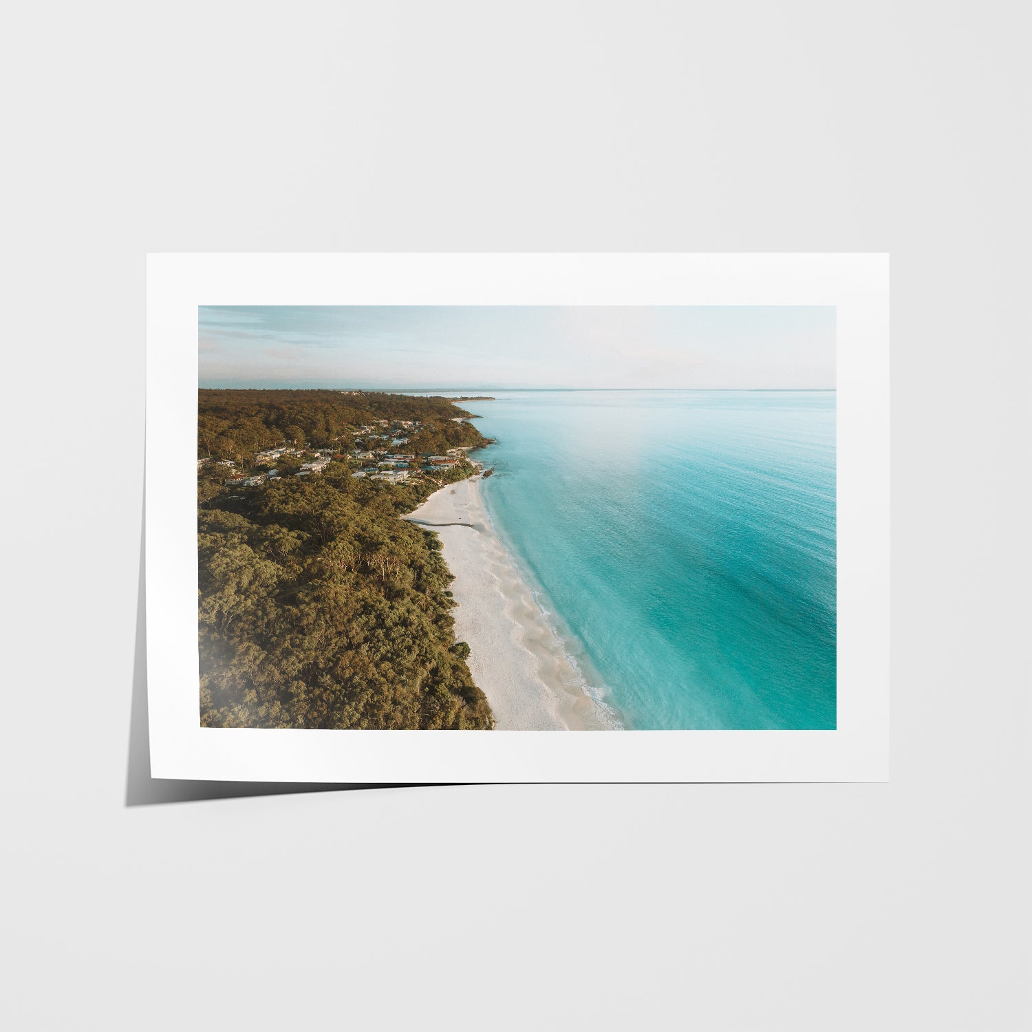 Hyams Beach sunrise landscape in white frame - coastal photography wall art
