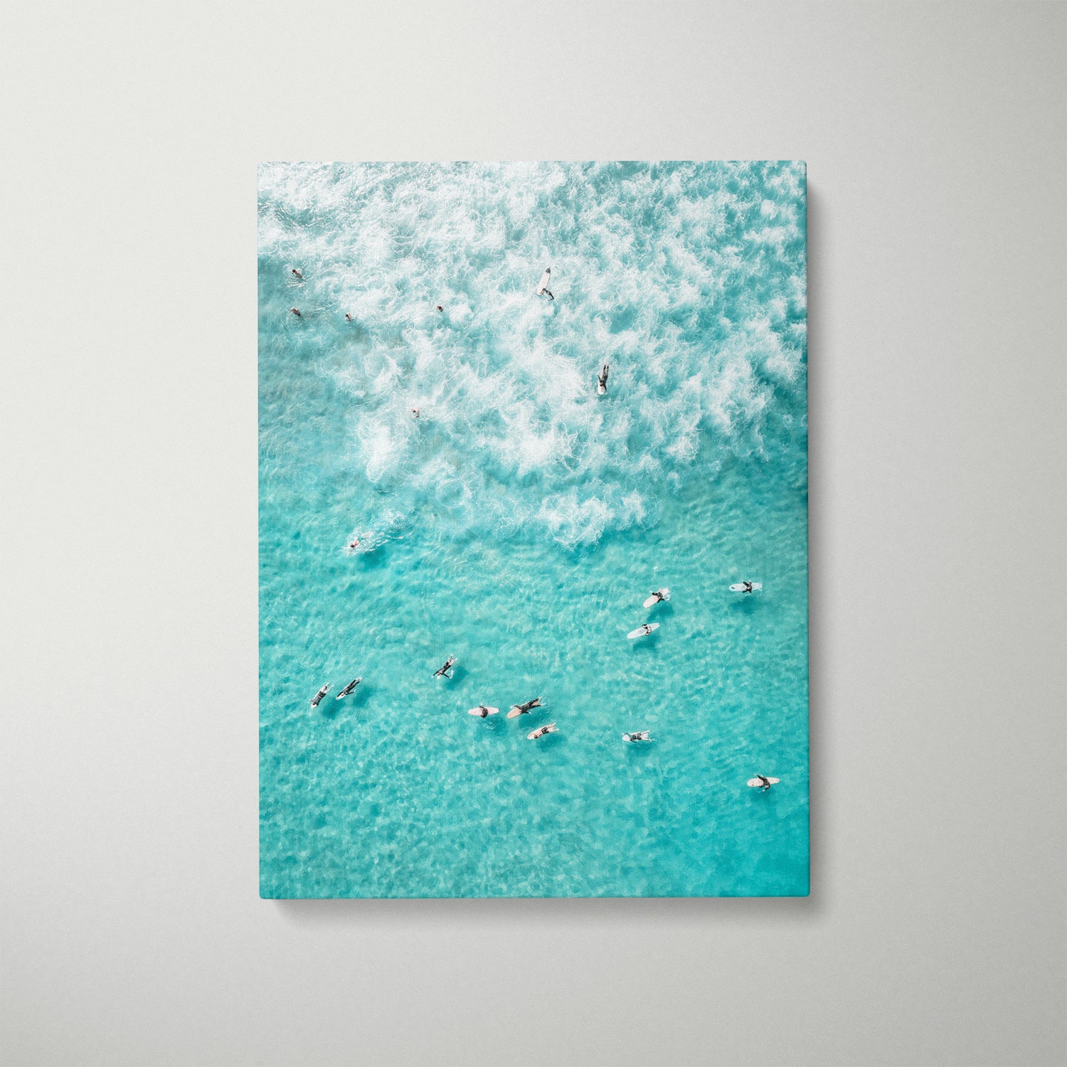 Surf gradient ocean abstract in white frame - coastal modern wall art for beach homes