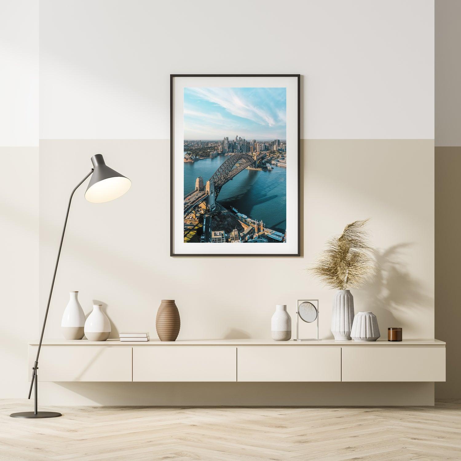 Over The Harbour Art Print-Print-Through Our Lens-Black Frame-Small-Portrait-Through Our Lens