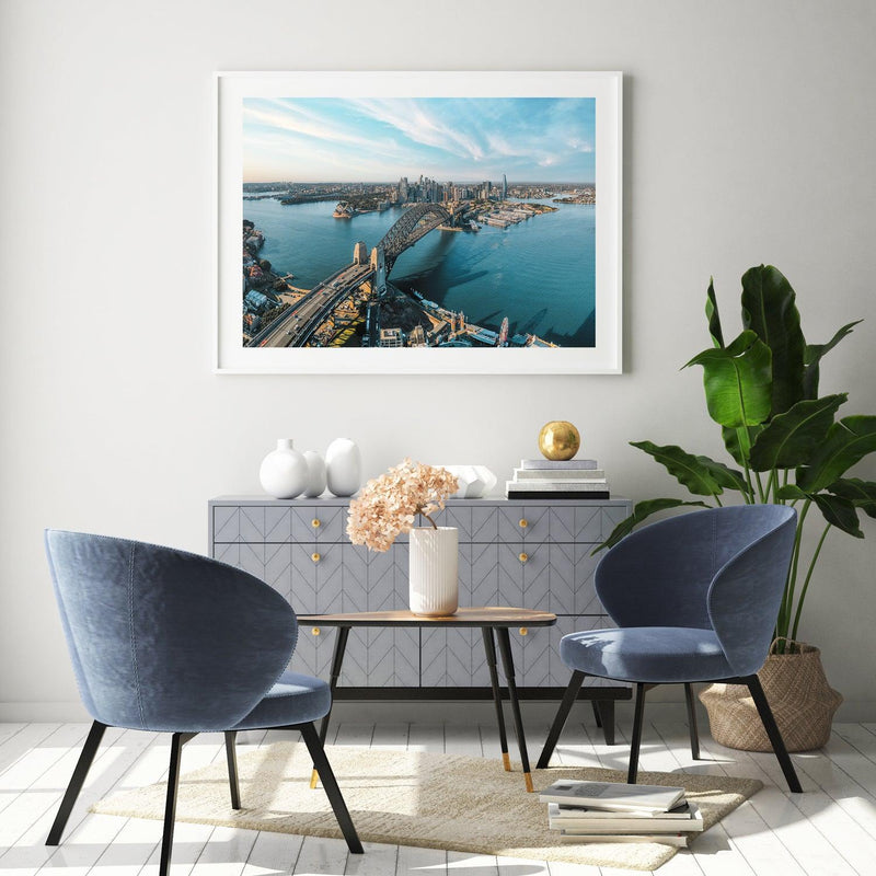Over The Harbour Art Print-Print-Through Our Lens-White Frame-Small-Landscape-Through Our Lens