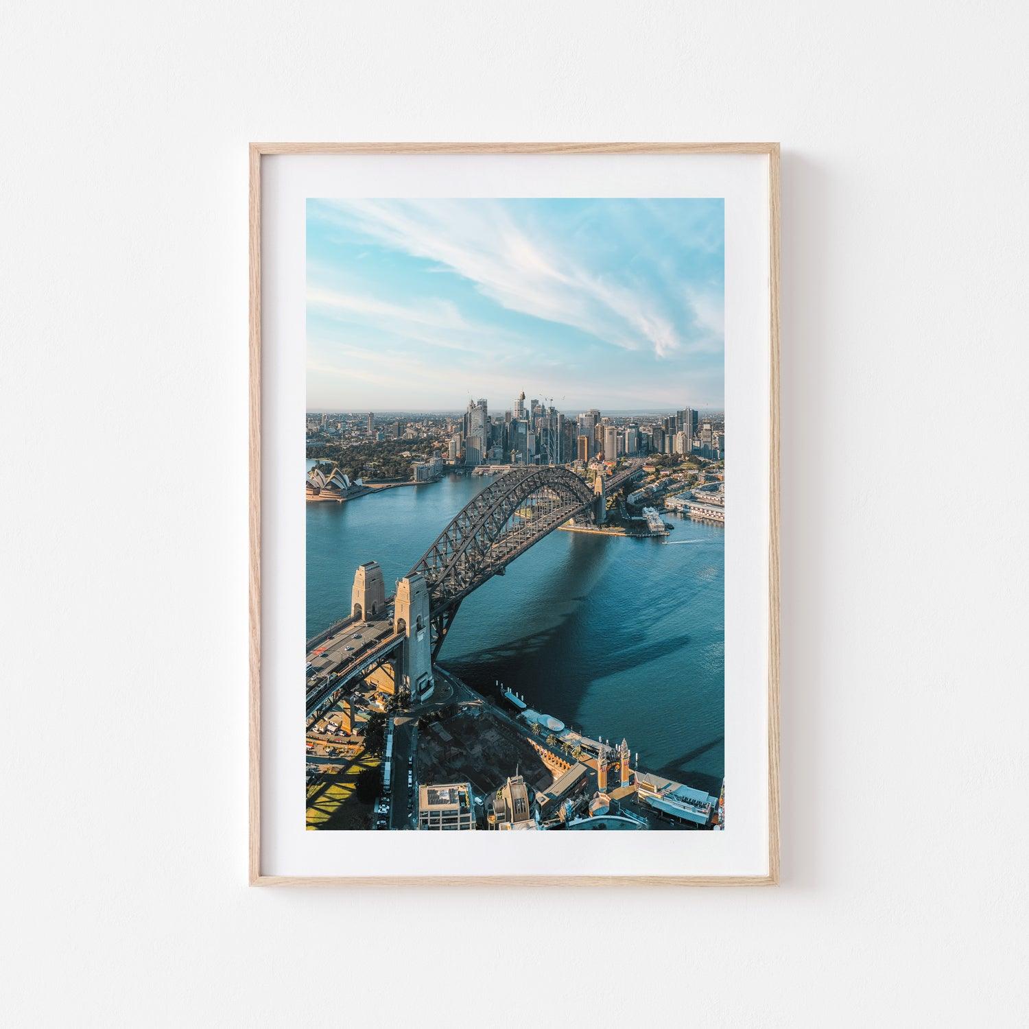 Over The Harbour Art Print-Print-Through Our Lens-Oak Frame-Small-Portrait-Through Our Lens