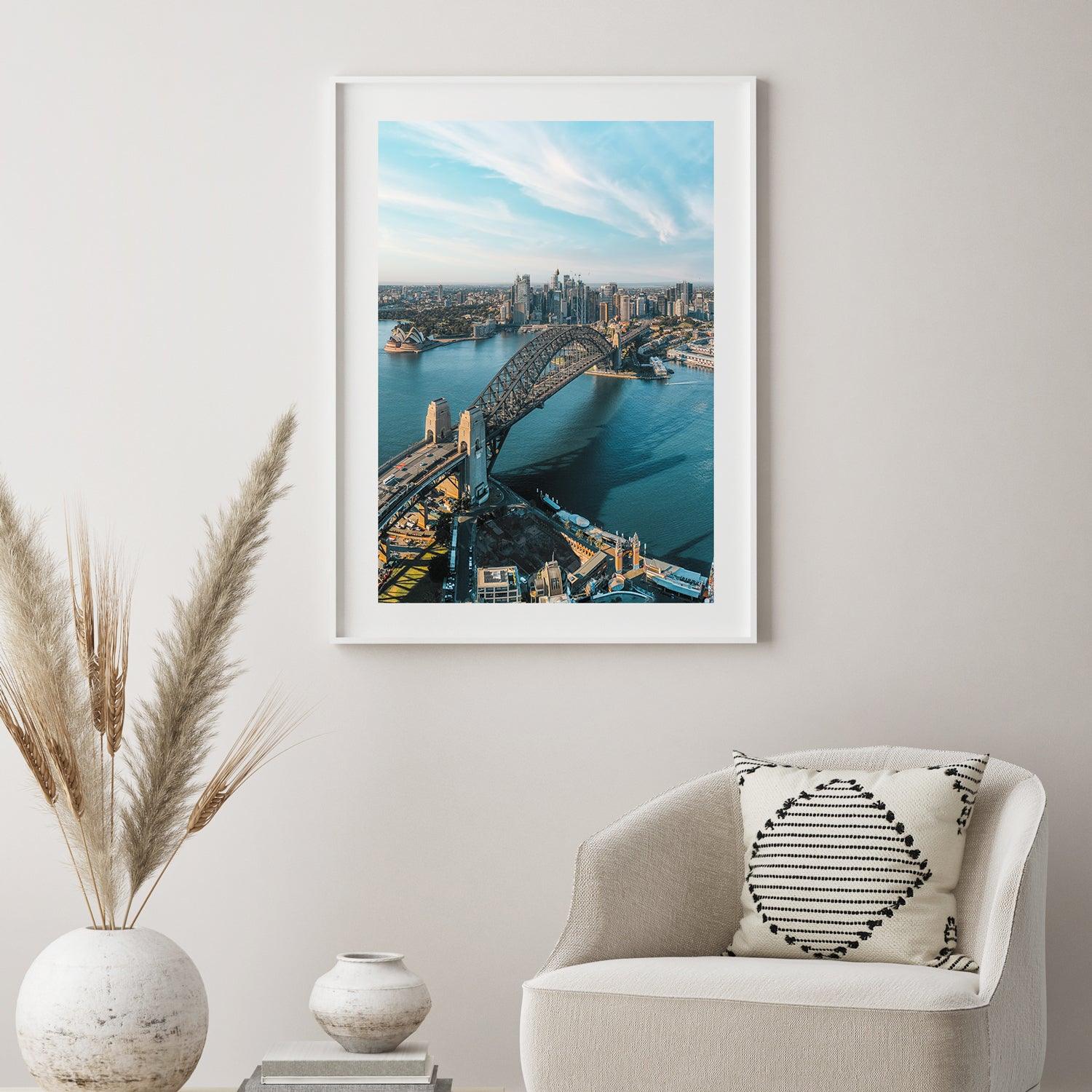 Over The Harbour Art Print-Print-Through Our Lens-White Frame-Small-Portrait-Through Our Lens