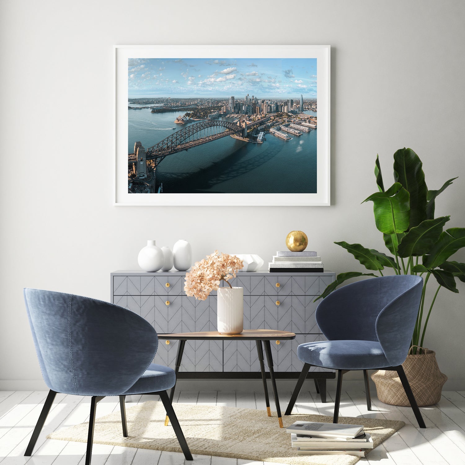 Sydney Skyline Art Print-Print-Through Our Lens-White Frame-Small-Through Our Lens