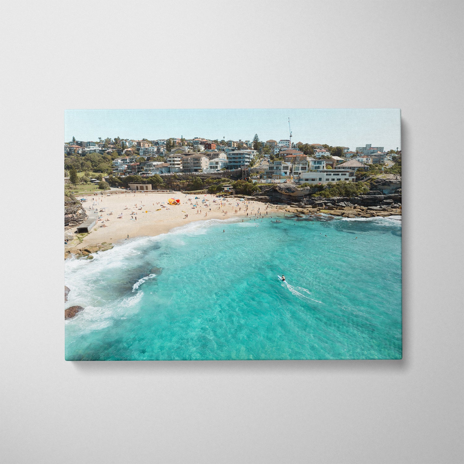 Tamarama Beach coastal landscape in white frame - Sydney beach photography wall art