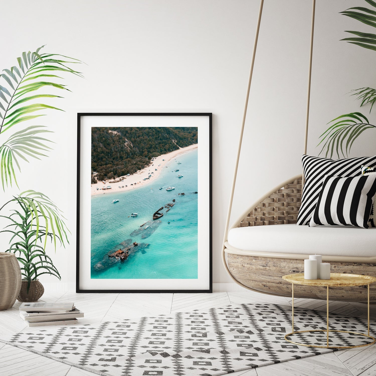 Tangalooma Views Art Print-Print-Through Our Lens-Black Frame-Small-Portrait-Through Our Lens