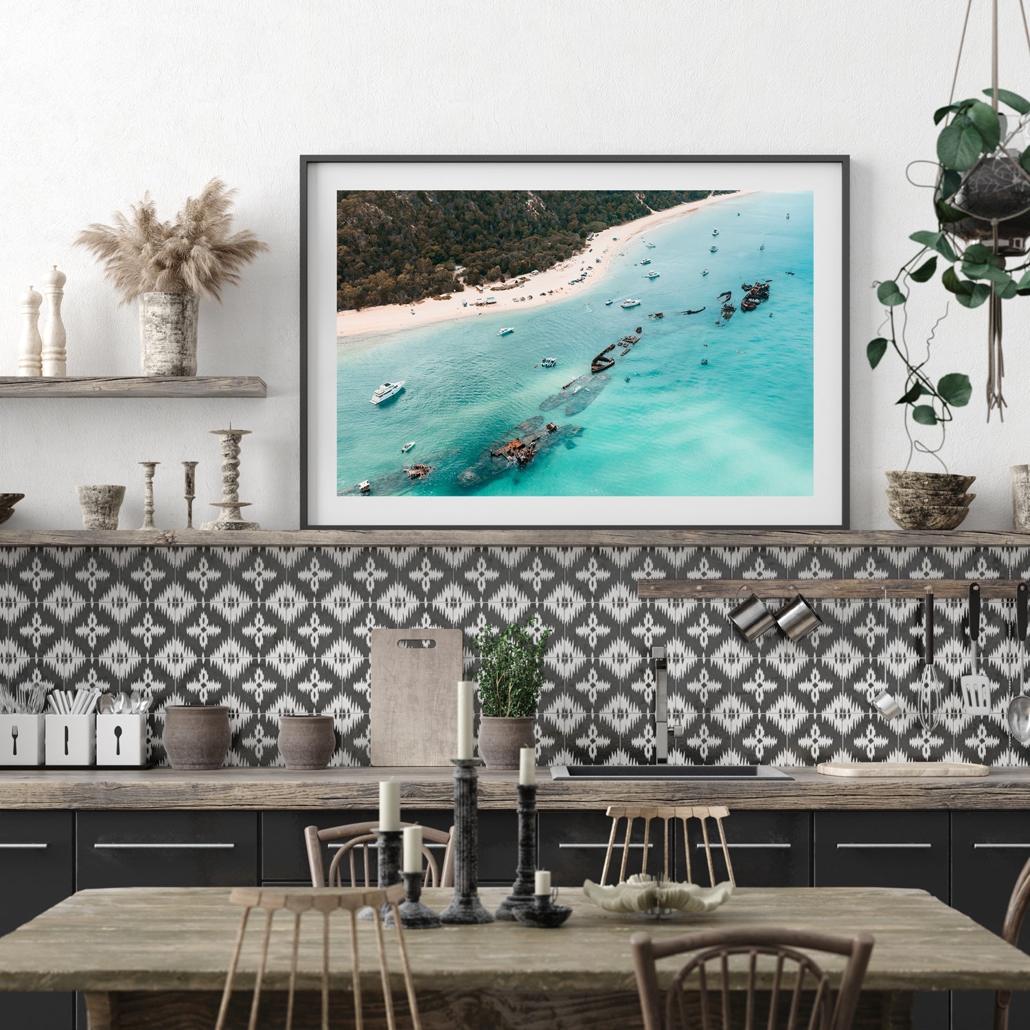 Tangalooma Views Art Print-Print-Through Our Lens-Black Frame-Small-Landscape-Through Our Lens