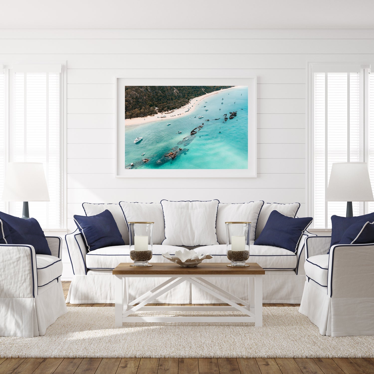 Tangalooma Views Art Print-Print-Through Our Lens-White Frame-Small-Landscape-Through Our Lens