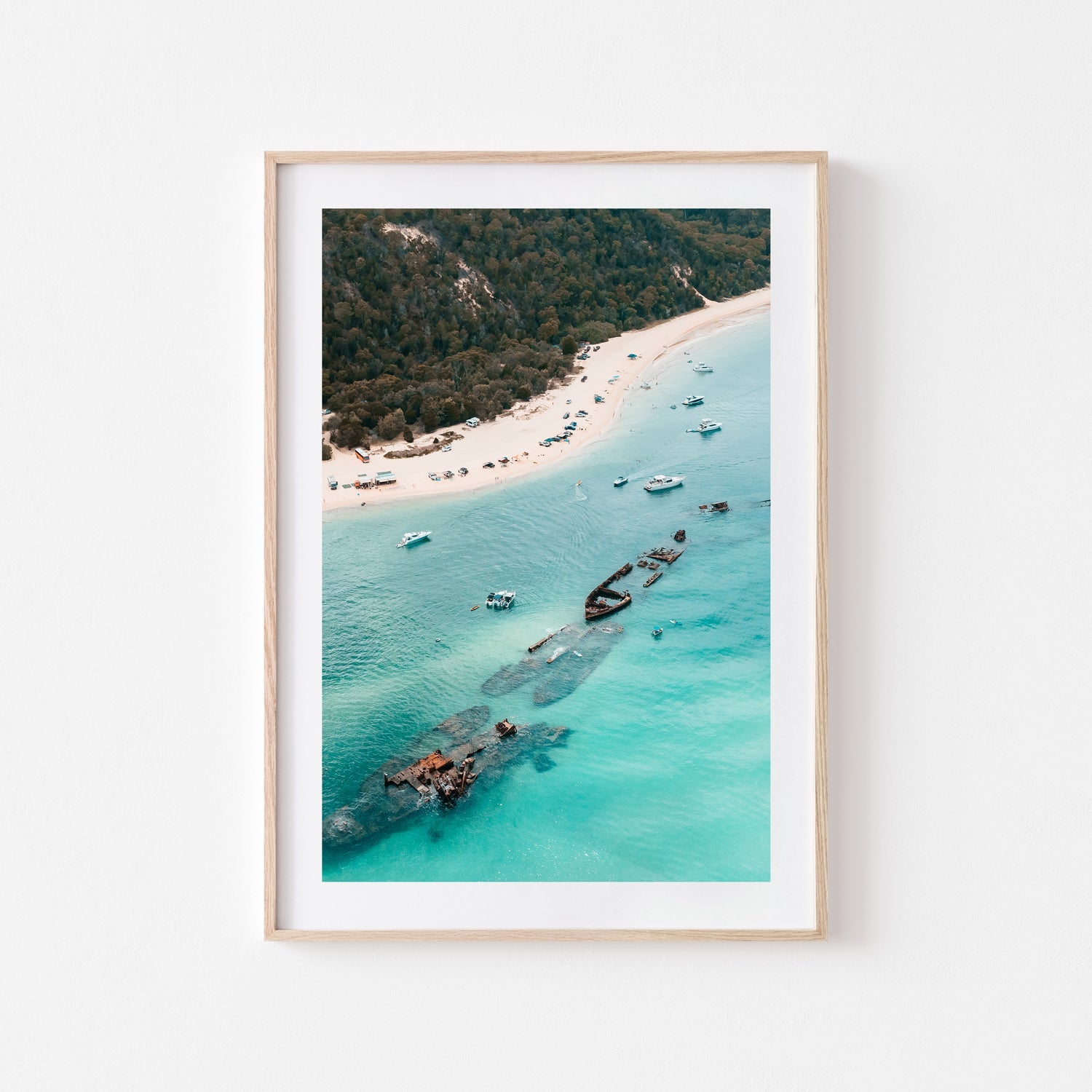 Tangalooma Views Art Print-Print-Through Our Lens-Oak Frame-Small-Portrait-Through Our Lens