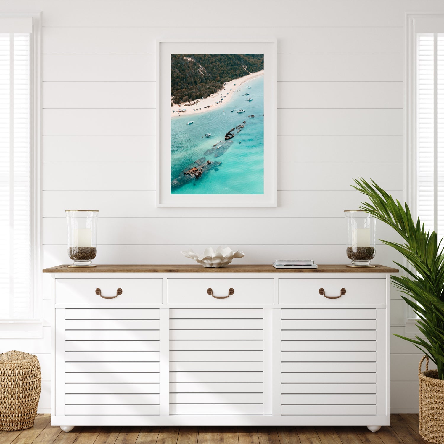 Tangalooma Views Art Print-Print-Through Our Lens-White Frame-Small-Portrait-Through Our Lens