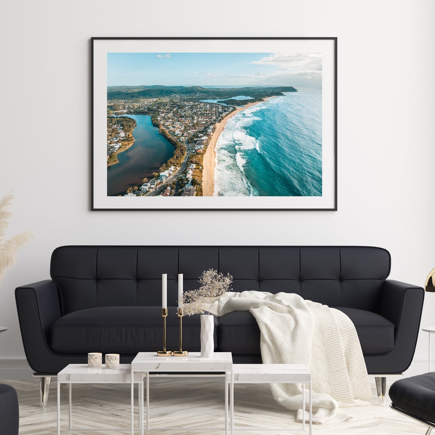 Terrigal Landscape Art Print-Print-Through Our Lens-Black Frame-Small-Through Our Lens