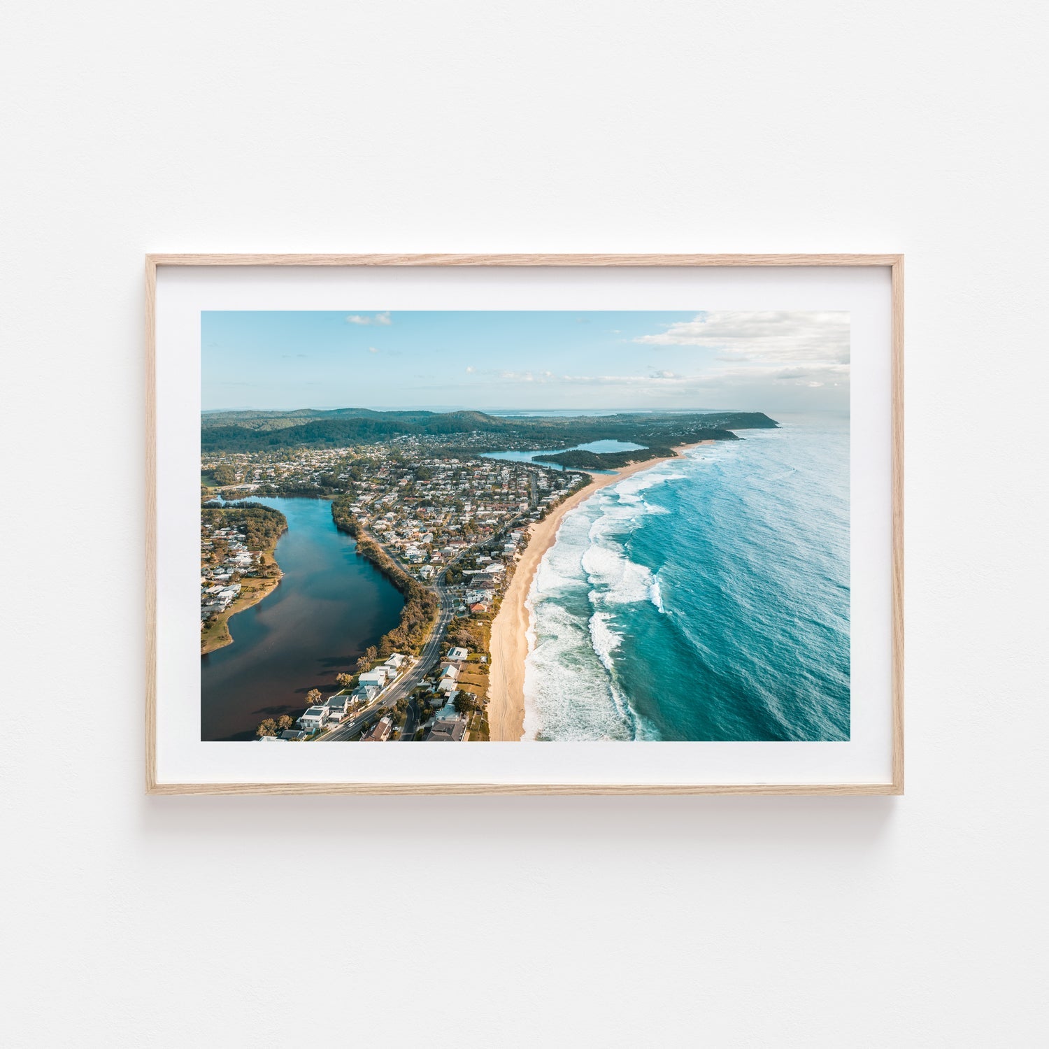 Terrigal Landscape Art Print-Print-Through Our Lens-Oak Frame-Small-Through Our Lens