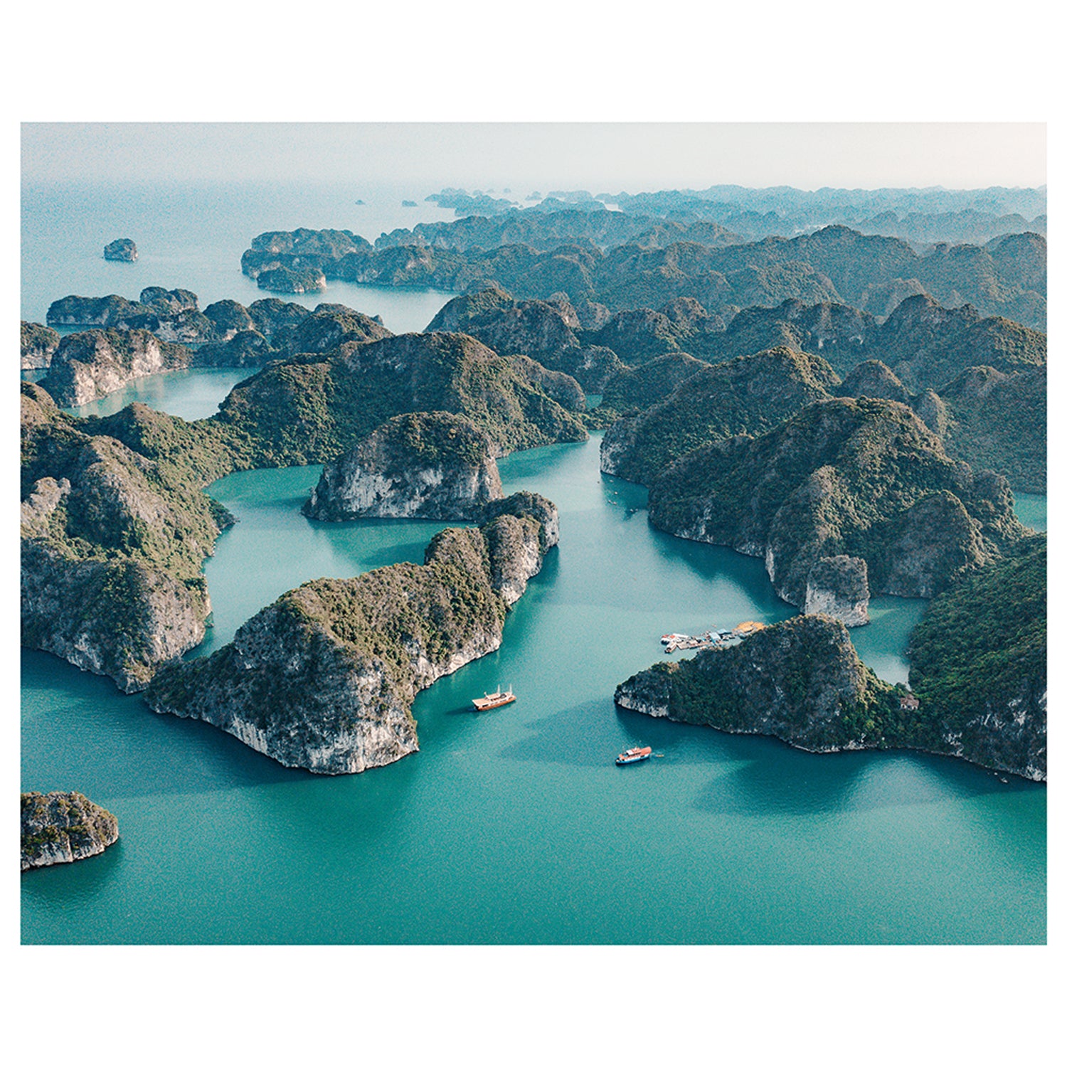Ha Long Bay emerald islands aerial view - tropical landscape photography wall art