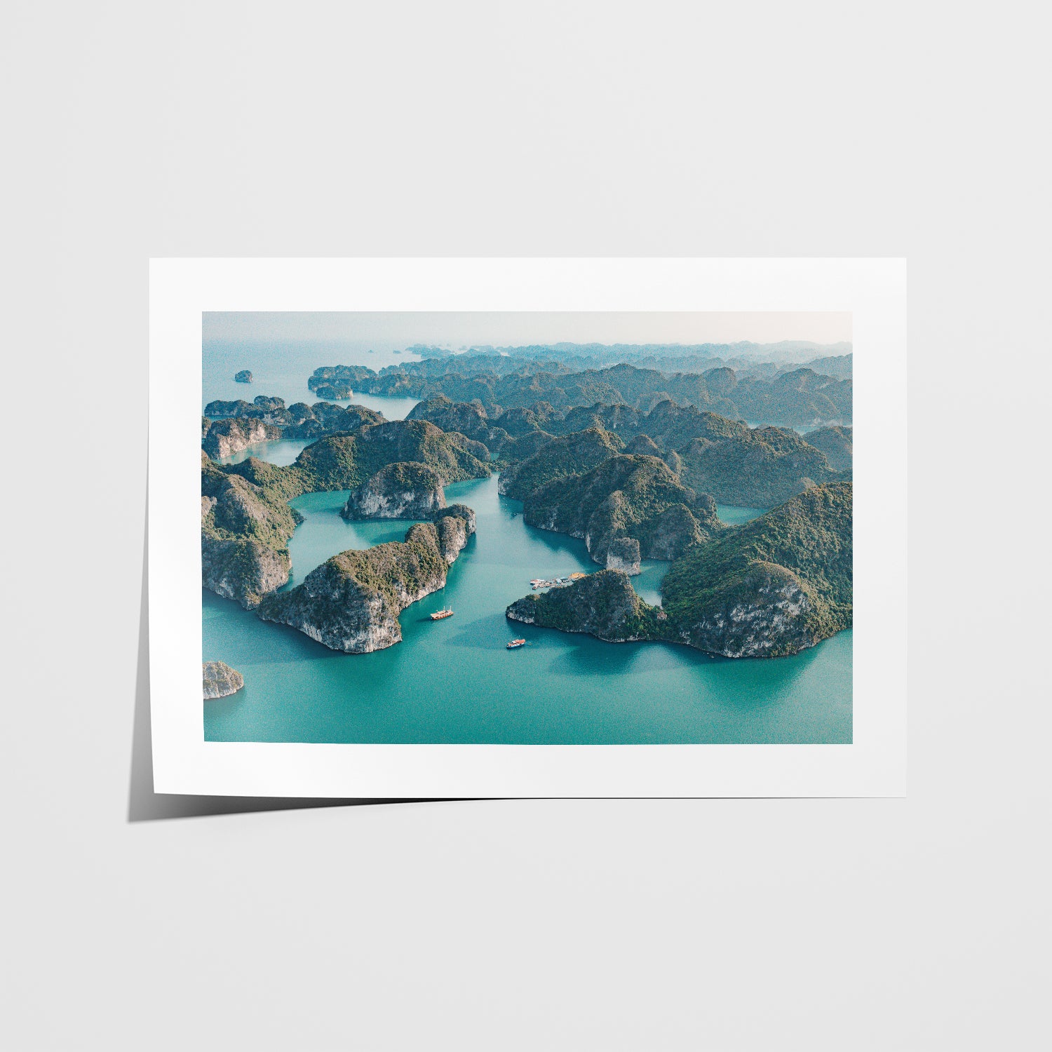 Ha Long Bay tropical seascape in white frame - Vietnamese coastal landscape wall art