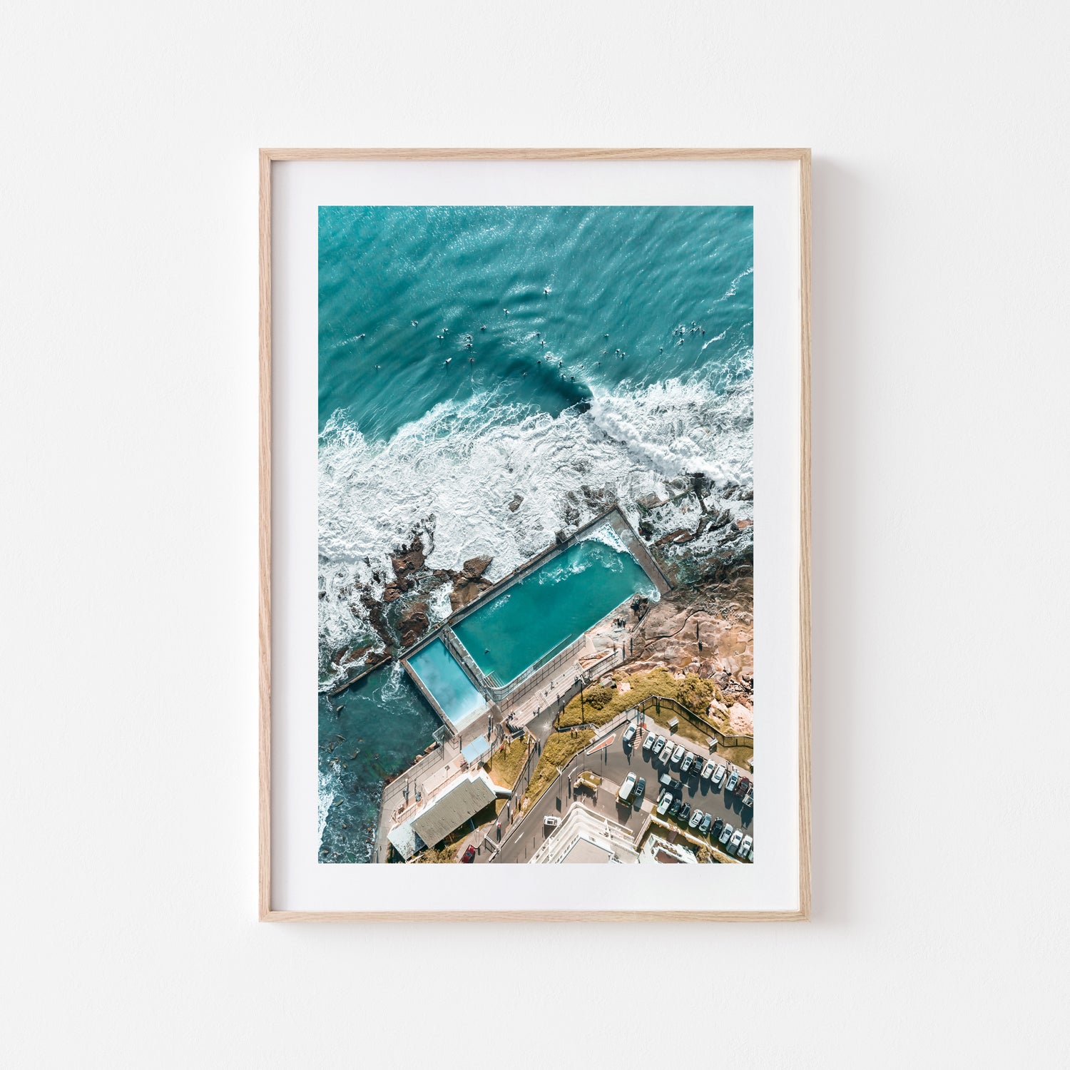 Top Down Dee Why Art Print-Print-Through Our Lens-Oak Frame-Small-Through Our Lens