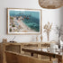Positano coastal village aerial view in oak frame - Mediterranean landscape wall art