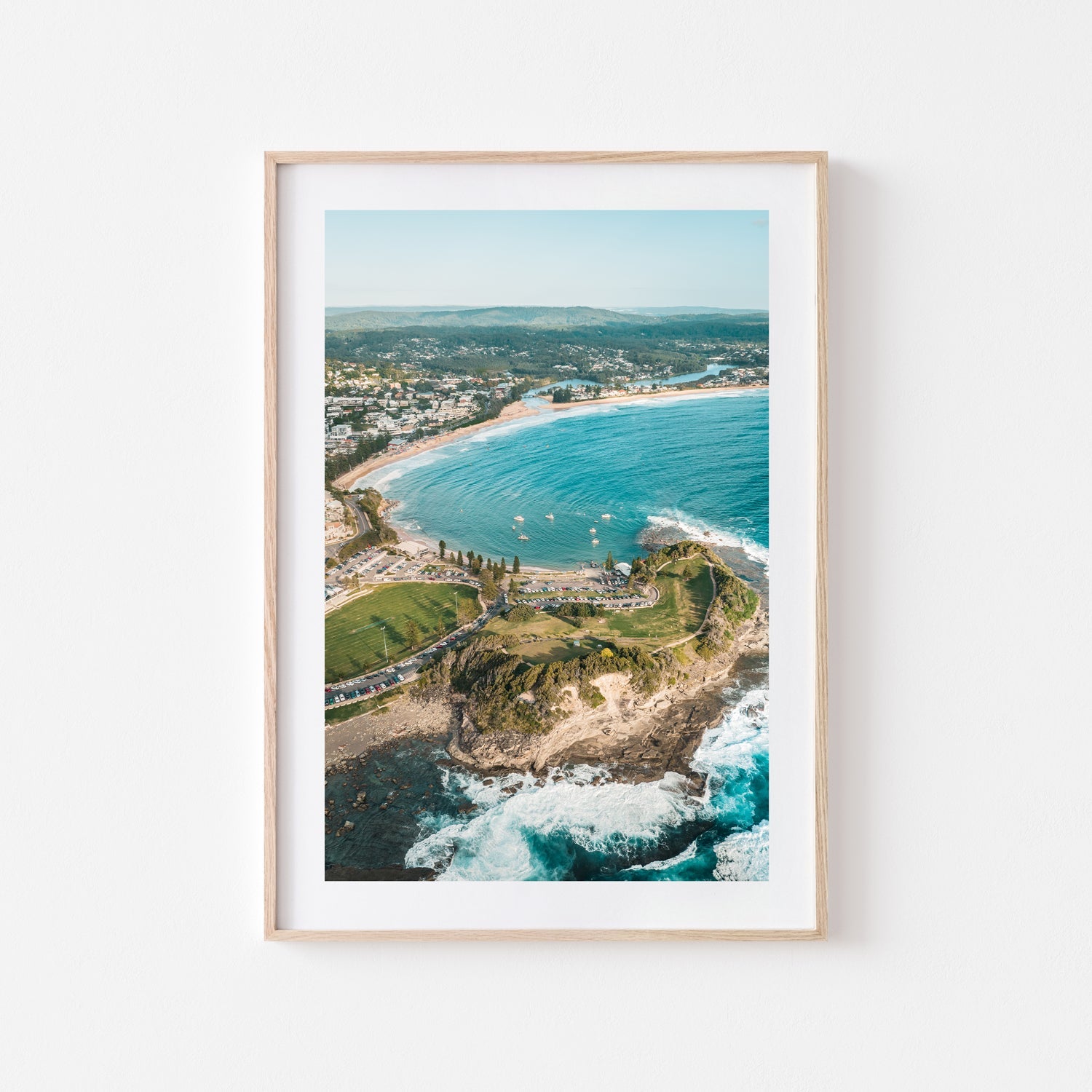Views to Terrigal Art Print-Print-Through Our Lens-Oak Frame-Small-Portrait-Through Our Lens