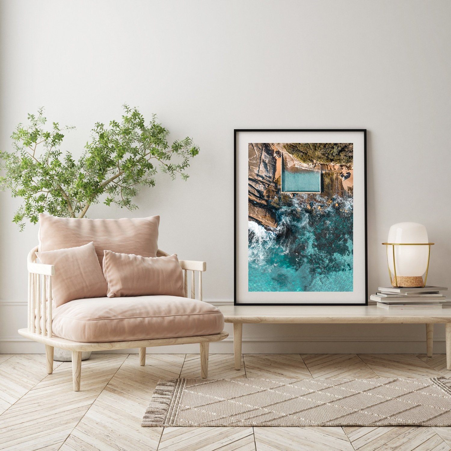 Whale Beach Rock Pool Art Print-Print-Small-Black Frame-Through Our Lens