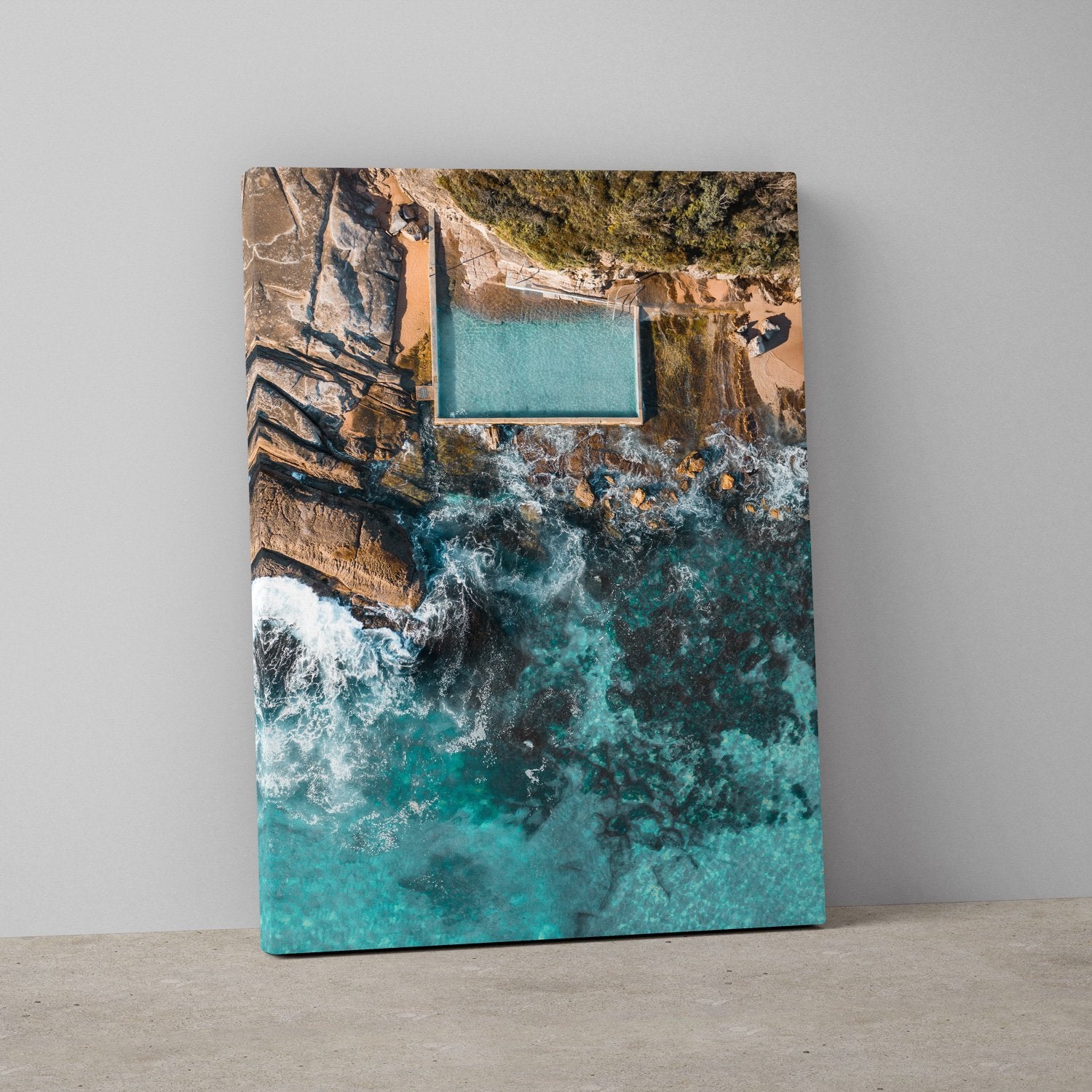 Whale Beach Rock Pool Art Print-Print-Small-Stretched Canvas-Through Our Lens