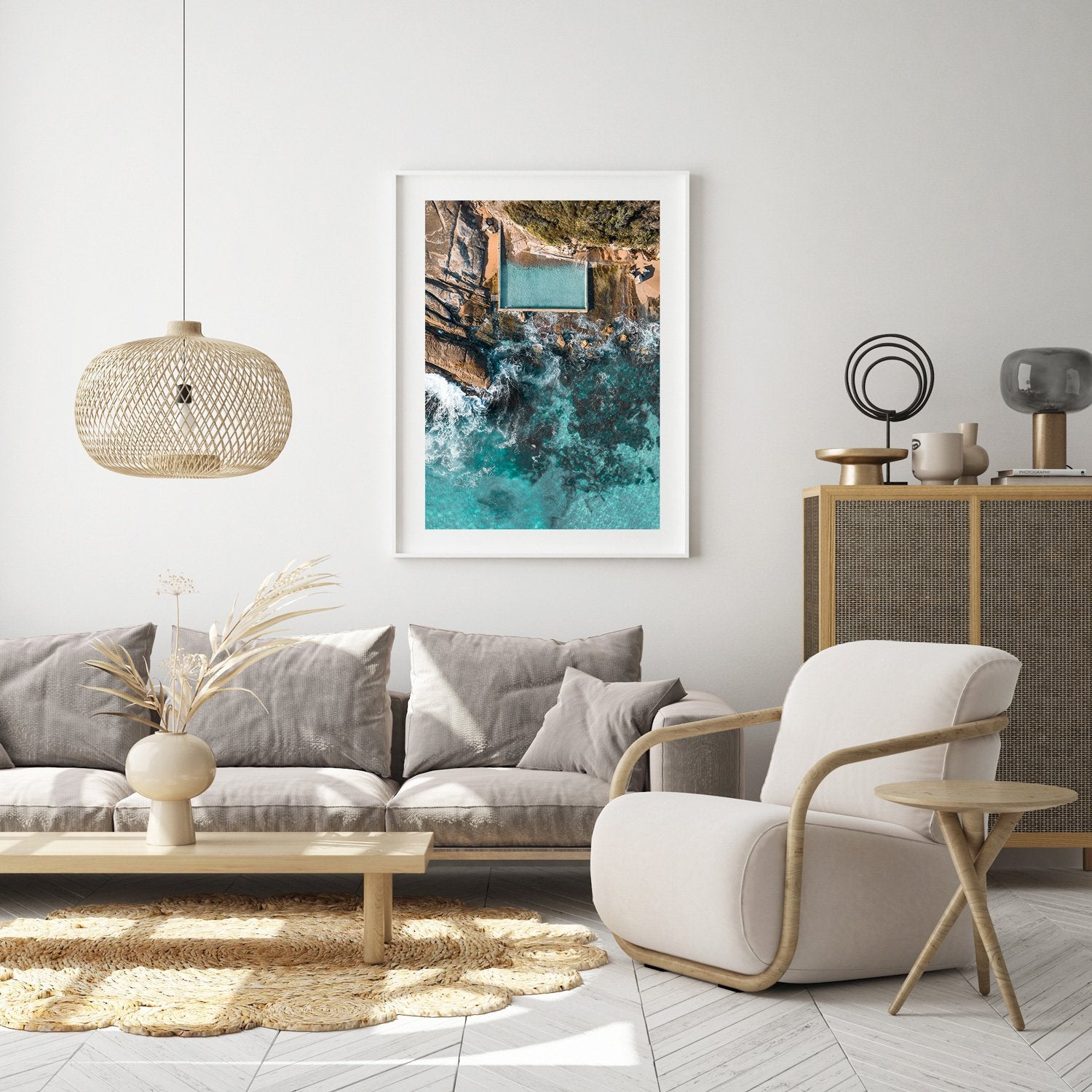 Whale Beach Rock Pool Art Print-Print-Small-White Frame-Through Our Lens