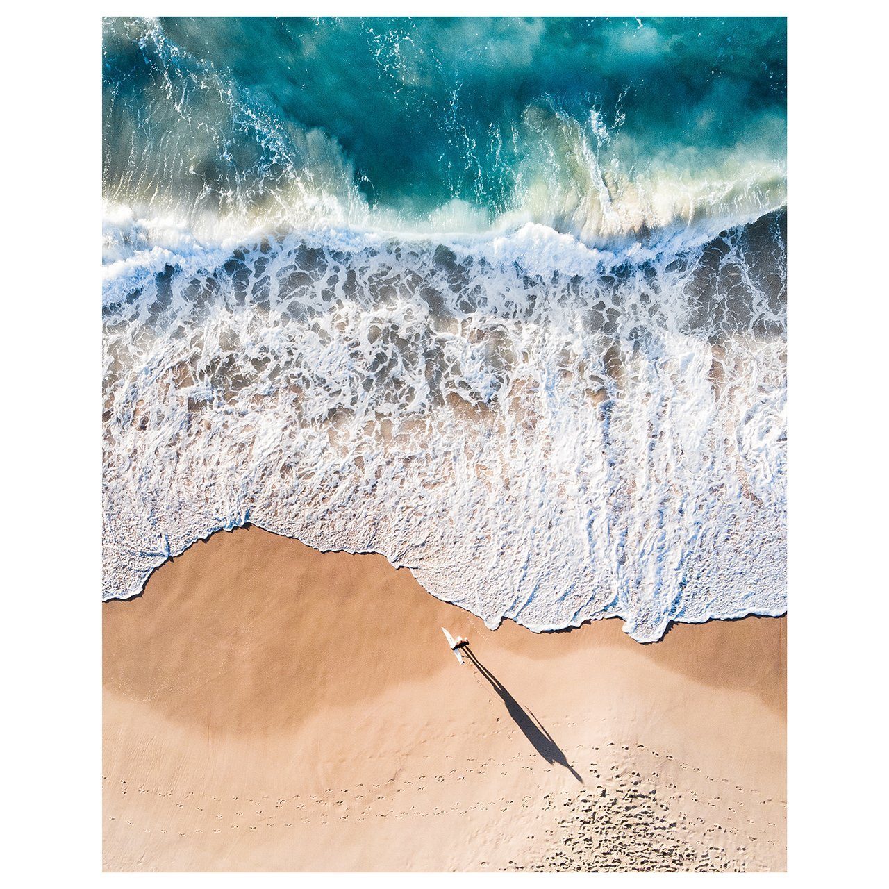 Waves from Above in Sydney Beach with a Surfer entering a large swell wall art